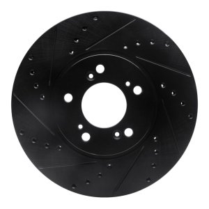 Acura RL Brake Rotor (1) - Front Left - R1 Concepts - Drilled & Slotted - Black - `99-`04